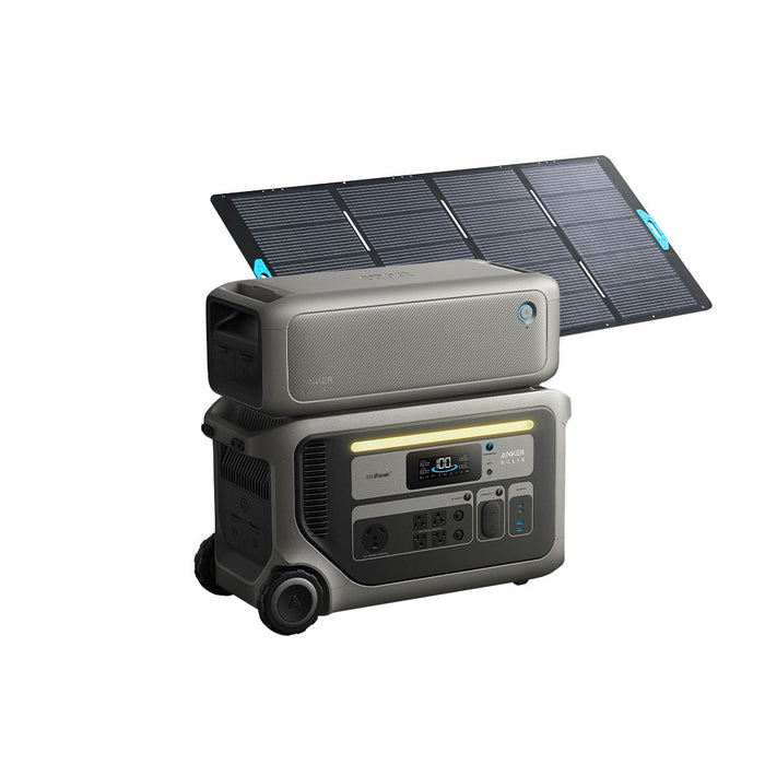 Anker B178211F SOLIX F3000 3072Wh Power Station w/Expansion Battery, Solar Panel