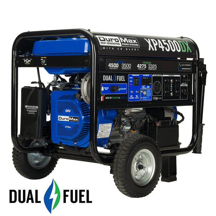 DuroMax XP4500DX 4,500 Watt Dual Fuel Gas Propane Portable Generator w/ CO Alert