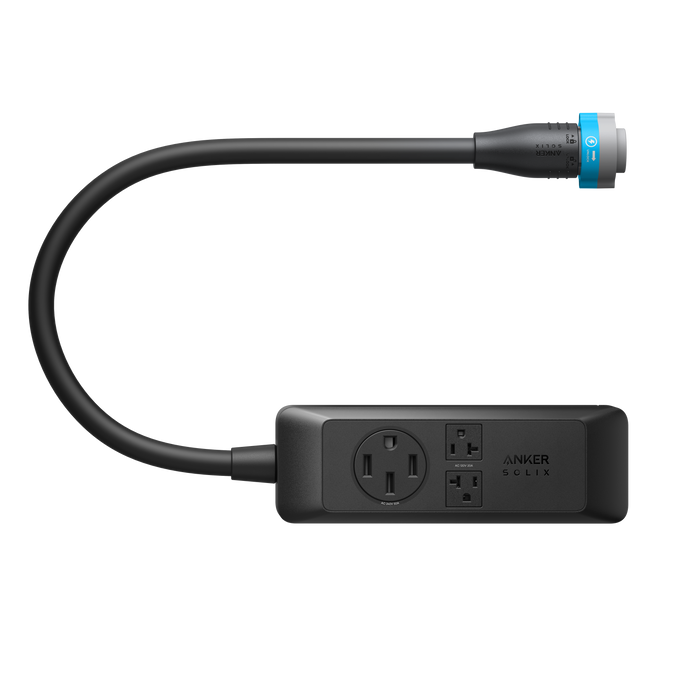 Anker SOLIX A17E1141-83 E10 120V/240V Power Strip, Daily Power Output for E10, 1X NEMA4-50 (9,600W) + 2x NEMA 5-20 (2,400W Each), No Transfer Switch Needed