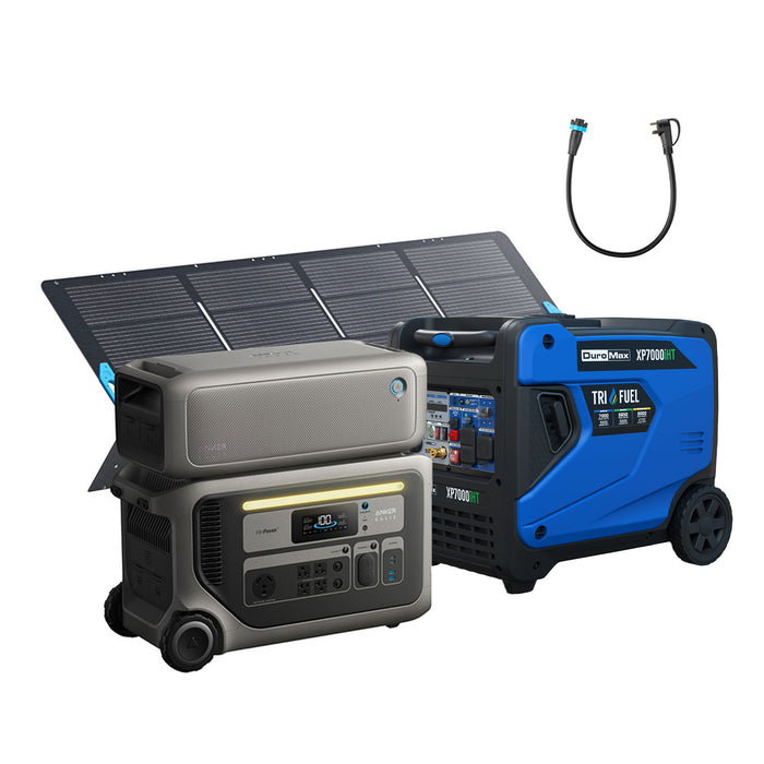 DuroMax XP7000iHT and Anker SOLIX F3000 + PS400+EB3000+120V Adapter Bundle
