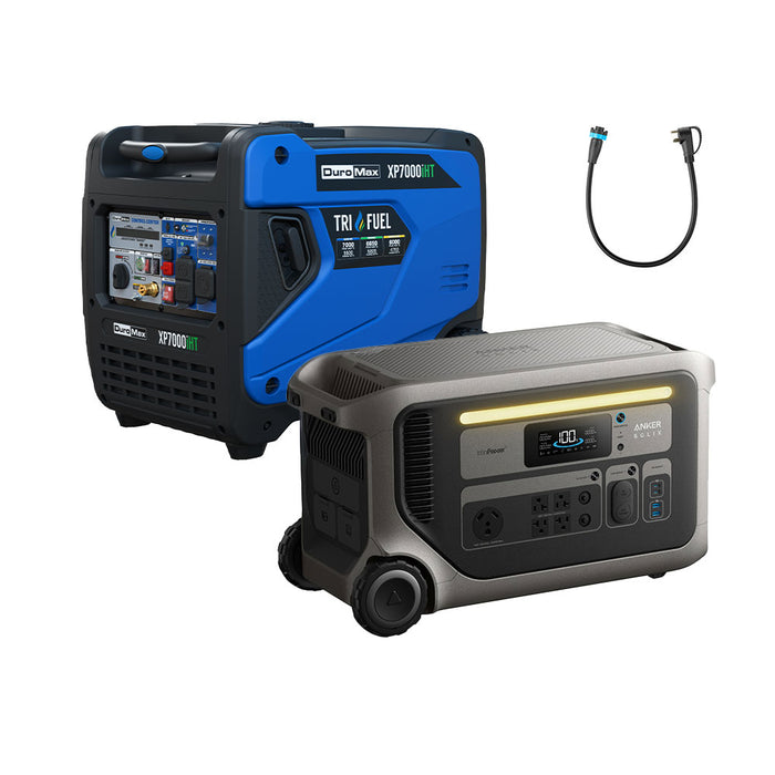 DuroMax XP7000iHT and Anker SOLIX F3000 + 120V Adapter Bundle