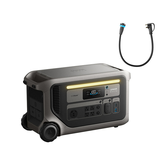 Anker SOLIX F3000 Portable Power Station 3,072Wh 3,600W with 120V Generator Input Adapter