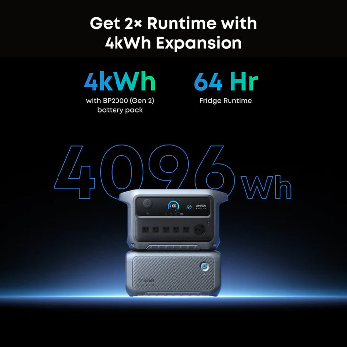 Anker SOLIX B17831A1 C2000 Gen 2 Portable Power Station 2048Wh w/ Expansion Battery