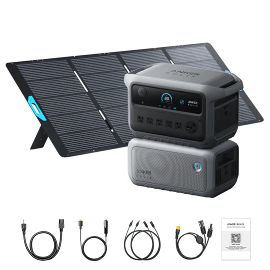 Anker SOLIX B17831A6 C2000 Gen 2 Portable Power Station 2048Wh w/ Expansion Battery & 400W Solar Panel