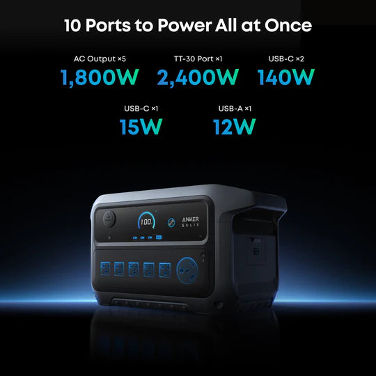 Anker SOLIX B17831AF C2000 Gen 2 Portable Power Station 2048Wh w/ Car Alternator Charger