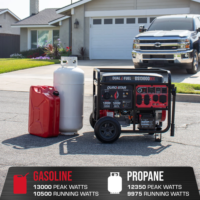 DuroStar DS13000MX 13,000 Watt Dual Fuel Portable Generator w/ CO Alert - Recon