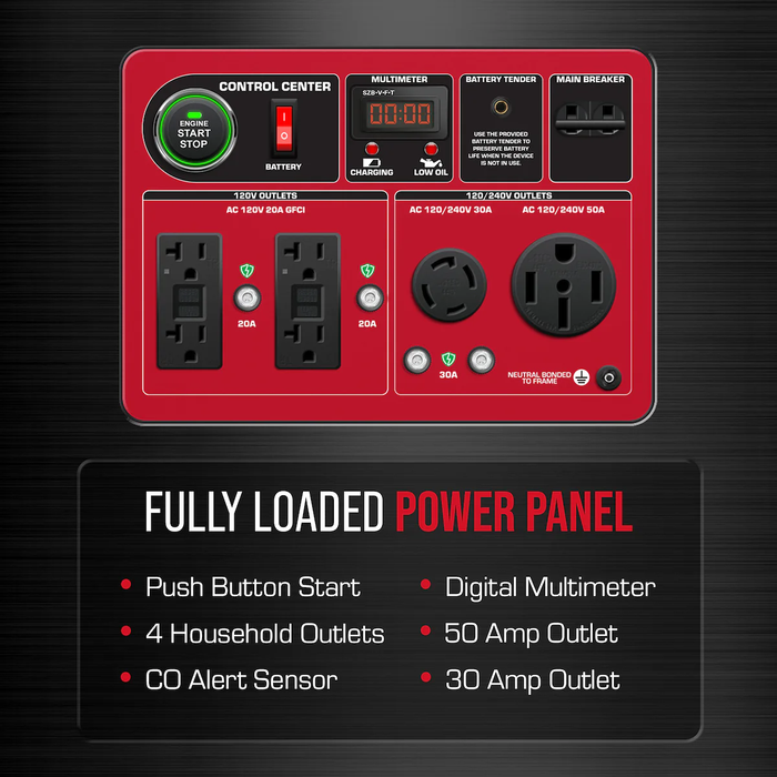 DuroStar DS13000MX 13,000 Watt Dual Fuel Portable Generator w/ CO Alert - Recon