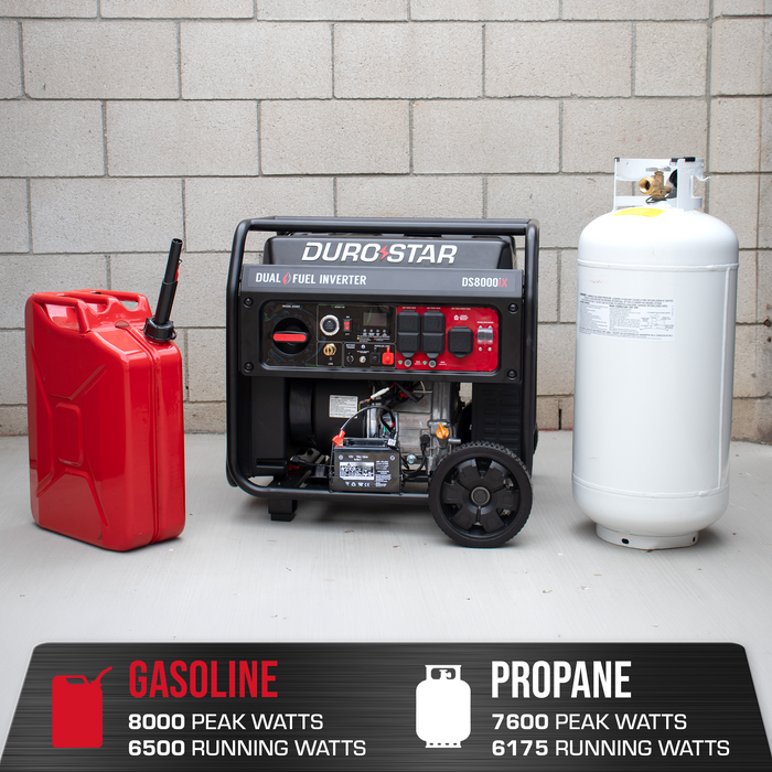 DuroStar 8,000 Watt Dual Fuel Open Frame Digital Inverter Generator