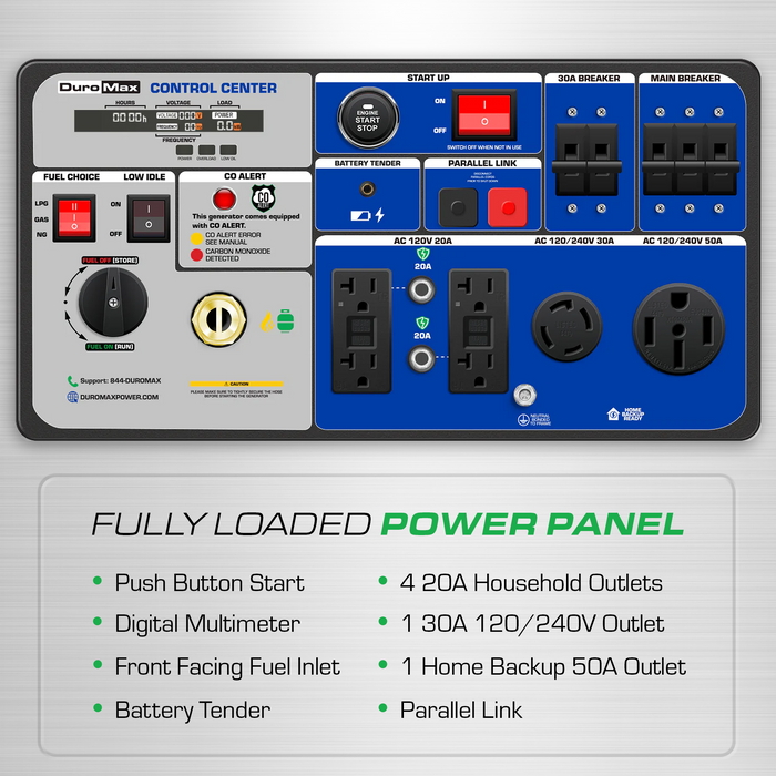 DuroMax XP9500iHT 9,500 Watt Portable Tri Fuel Inverter Generator - Quiet, Low THD