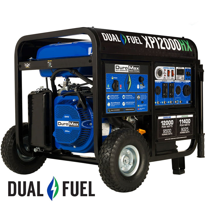 DuroMax XP12000HX 12,000 Watt Portable Dual Fuel Gas Propane CO Alert Generator
