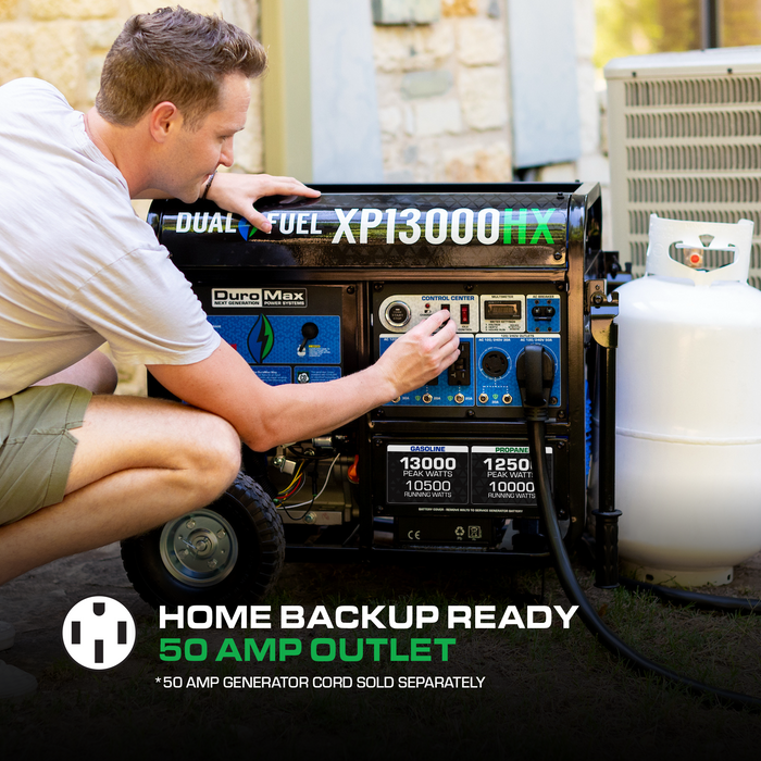 DuroMax XP13000HX 13,000 Watt Portable Dual Fuel Gas Propane CO Alert - Recon