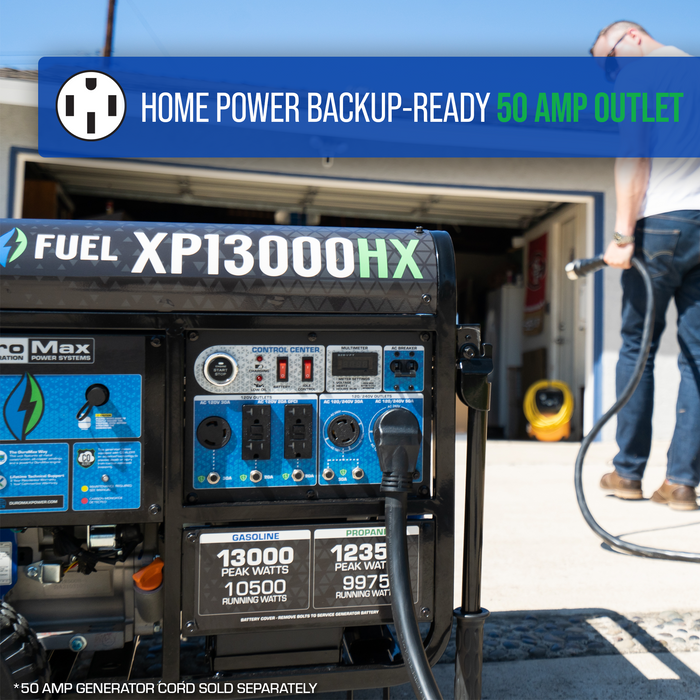 DuroMax XP13000HX 13,000 Watt Portable Dual Fuel Gas Propane CO Alert - Recon
