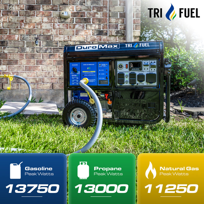 DuroMax XP13750HXT 13,750 Watt Tri Fuel Portable HXT Generator w/ CO Alert