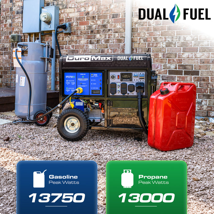 DuroMax XP13750HX 13,750 Watt Dual Fuel Portable HX Generator w/ CO Alert
