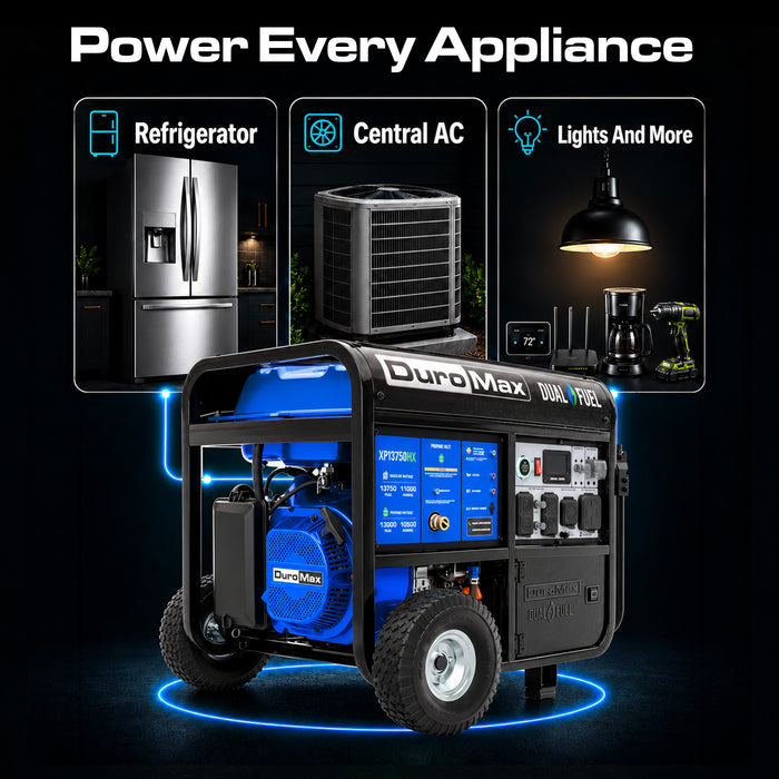 DuroMax XP13750HX 13,750 Watt Dual Fuel Portable HX Generator w/ CO Alert