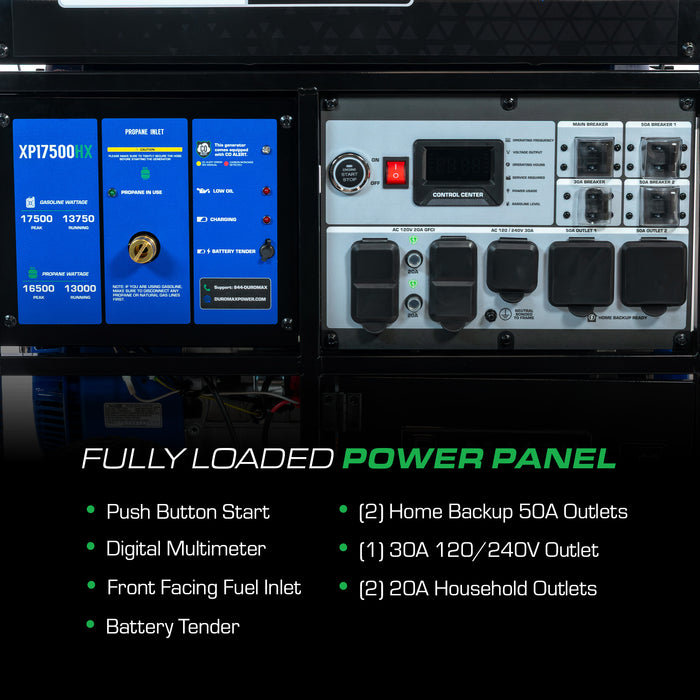 DuroMax XP17500HX 17,500 Watt Dual Fuel Portable HX Generator w/ CO Alert
