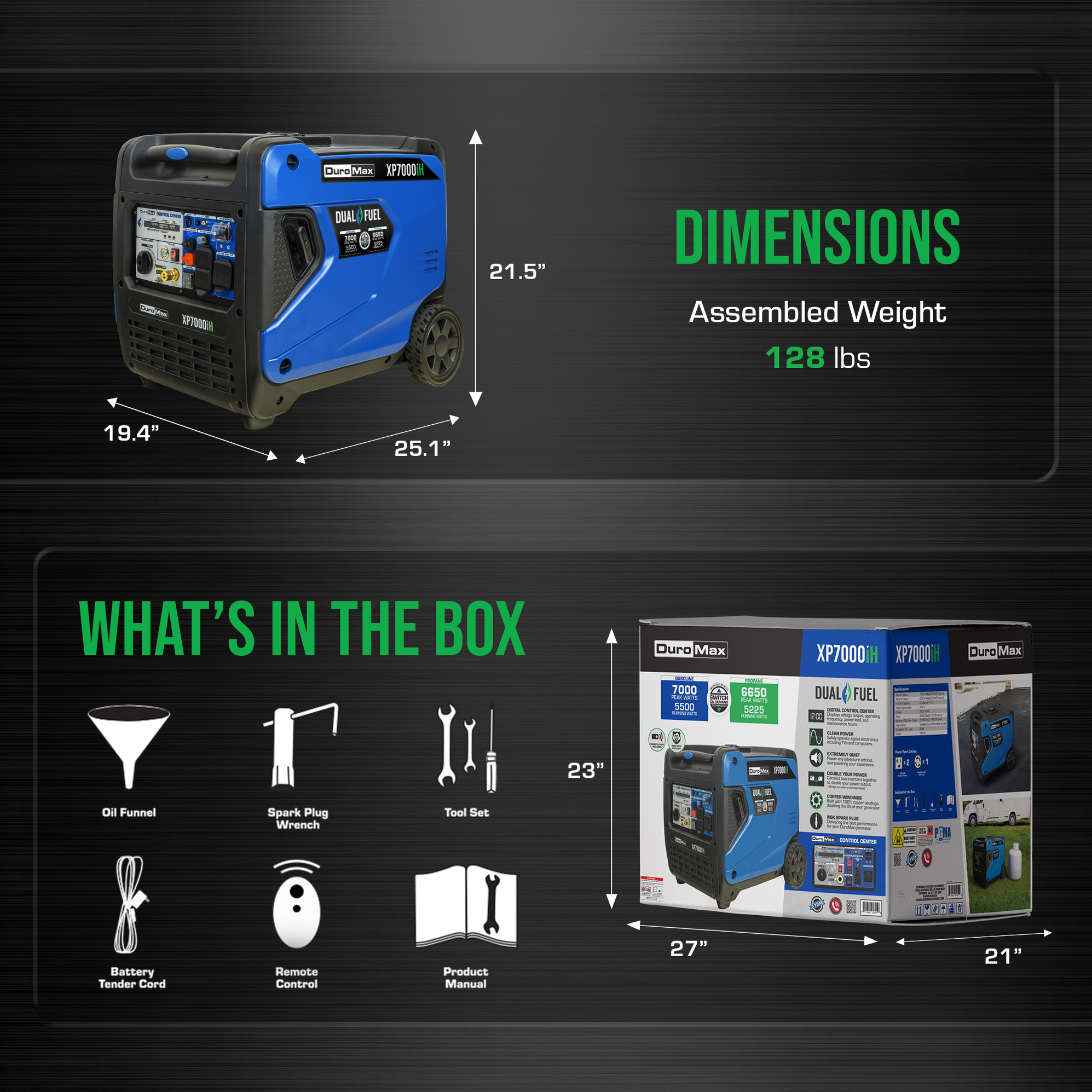 DuroMax XP7000iH 7,000 Watt Portable Dual Fuel Inverter Generator - Qu ...