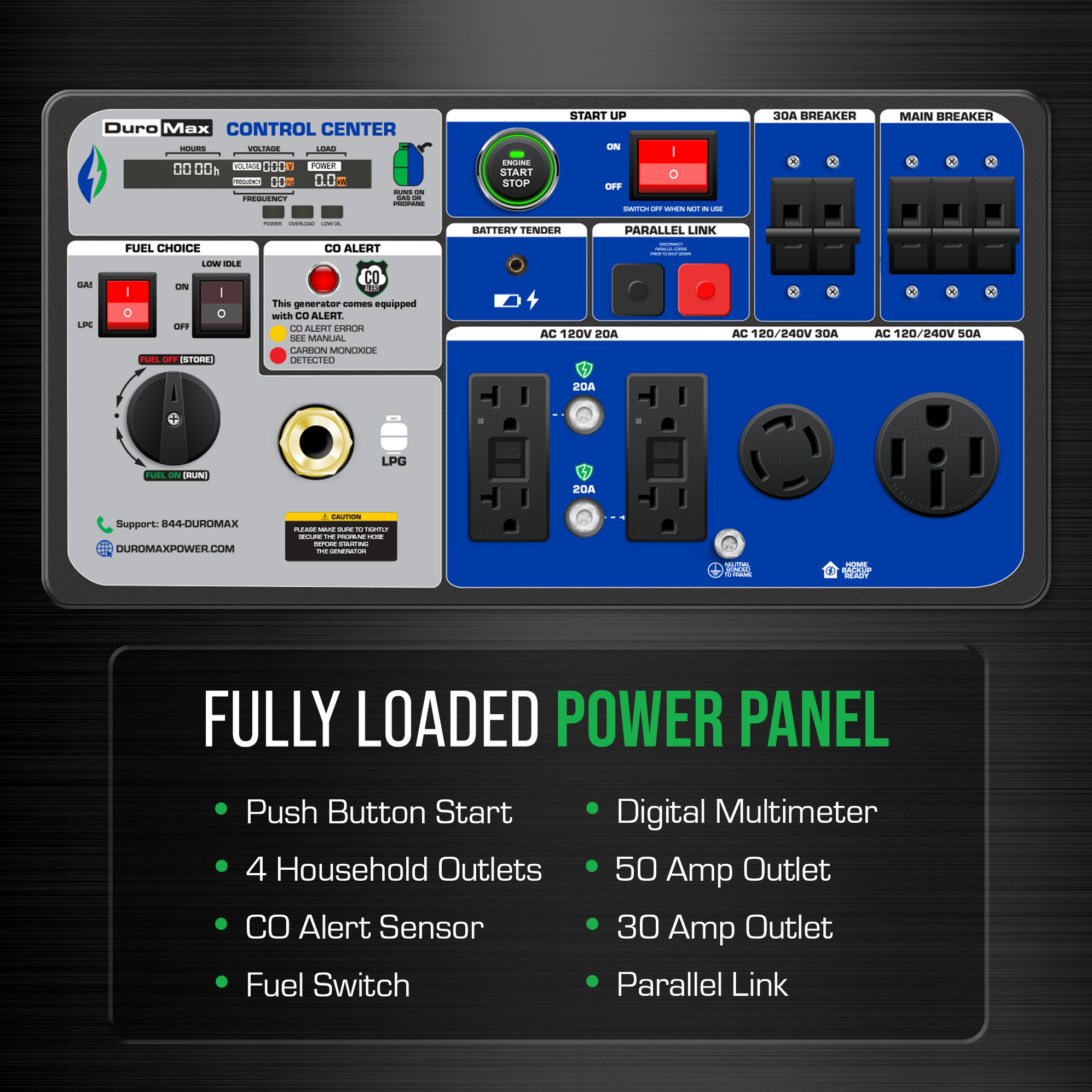 DuroMax XP9500iH 9,500 Watt Portable Dual Fuel Inverter Generator - Qu ...