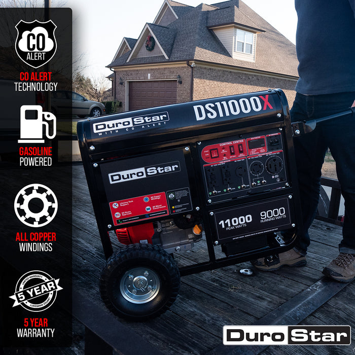 DuroStar DS11000X 11,000W/9,000W 457cc Electric Start Portable Generator w/ CO Alert