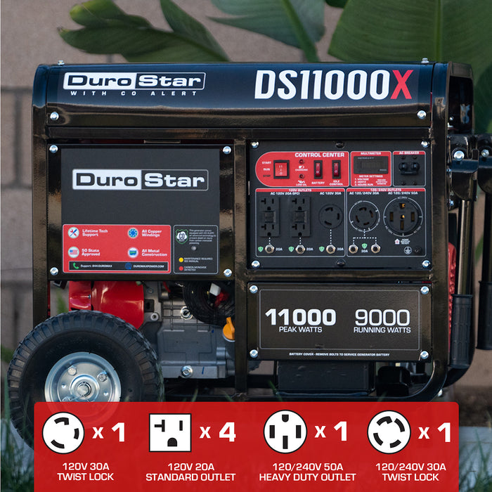 DuroStar DS11000X 11,000W/9,000W 457cc Electric Start Portable Generator w/ CO Alert