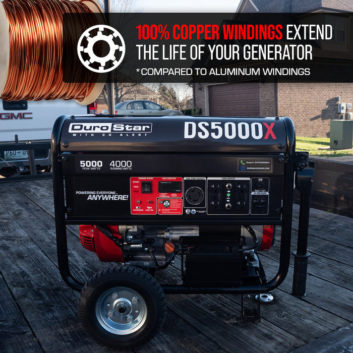DuroStar DS5000X 5,000W/4,000W 224cc Electric Start Portable Generator w/ CO Alert