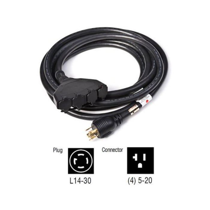 Generac GNC-6112 30-Amp 4-Prong 20' 10-Gauge Cord Convenience Cord W/ 4 Outlets