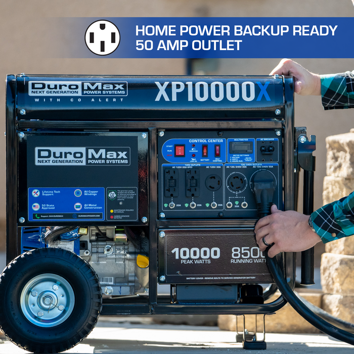 DuroMax XP10000X 10,000 Watt Gasoline Portable Generator w/ CO Alert