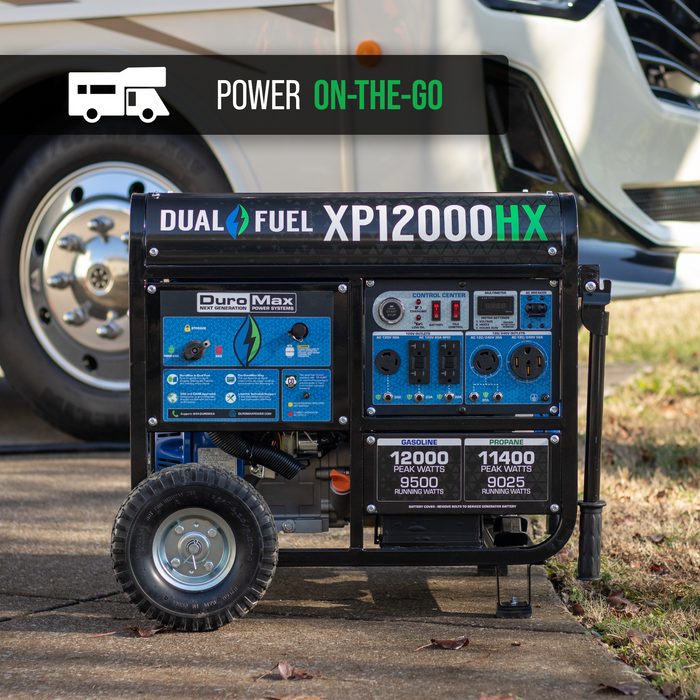 DuroMax XP12000HX 12,000 Watt Portable Dual Fuel Gas Propane CO Alert Generator