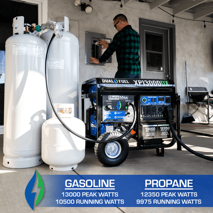 DuroMax XP13000DX 13,000 Watt Dual Fuel Gas Propane Portable Generator w/ CO Alert