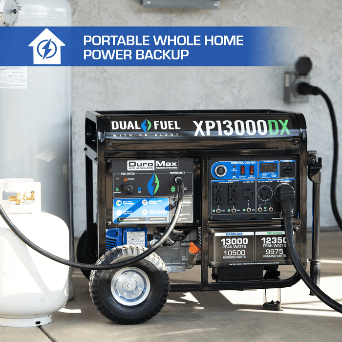 DuroMax XP13000DX 13,000 Watt Dual Fuel Gas Propane Portable Generator w/ CO Alert