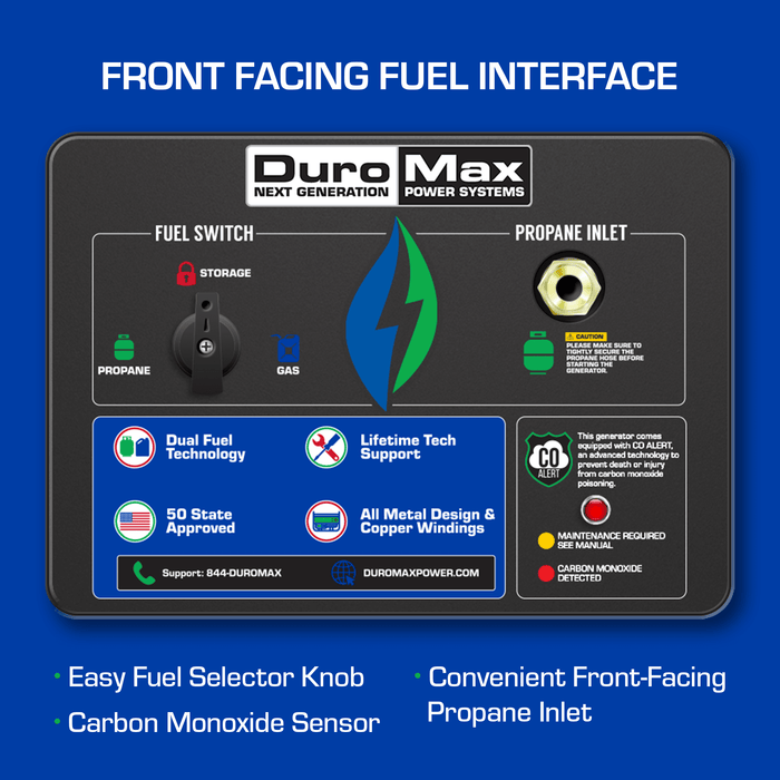DuroMax XP13000DX 13,000 Watt Dual Fuel Gas Propane Portable Generator w/ CO Alert