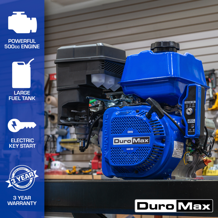 DuroMax XP20HPE 500cc 1-Inch Shaft Recoil/Electric Start Gasoline