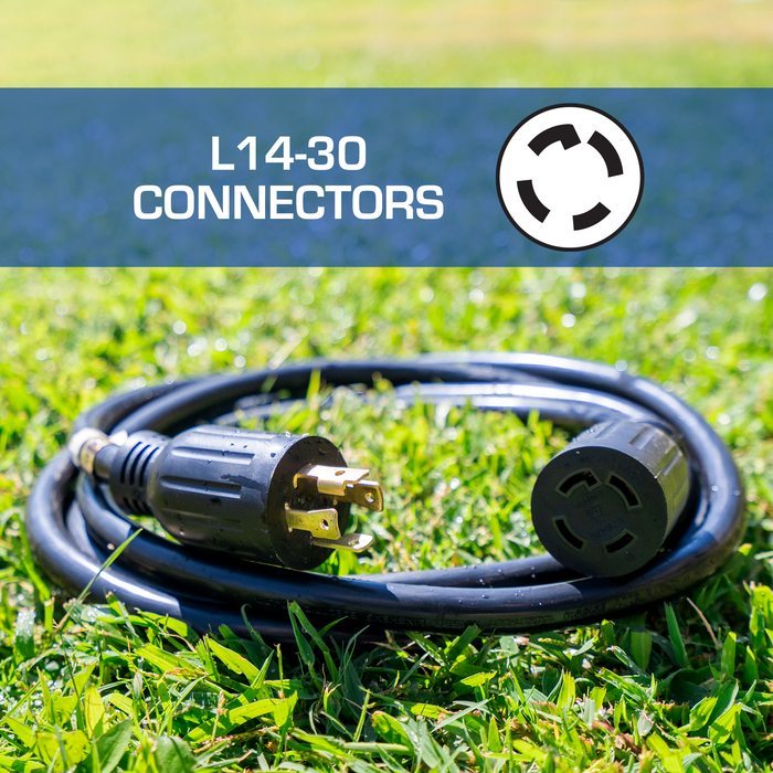 DuroMax XP3010GC 30-Amp 10-Foot 10-Gauge L14-30 Heavy Duty Generator Power Cord for Home Power Backup, Black