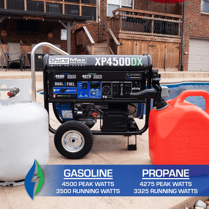 DuroMax XP4500DX 4,500 Watt Dual Fuel Gas Propane Portable Generator w/ CO Alert