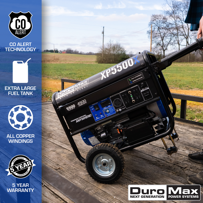 DuroMax XP5500X 5,500 Watt Gasoline Portable Generator w/ CO Alert