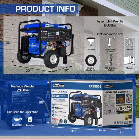 DuroMax XP8500E 8,500 Watt Portable Gas Powered Generator